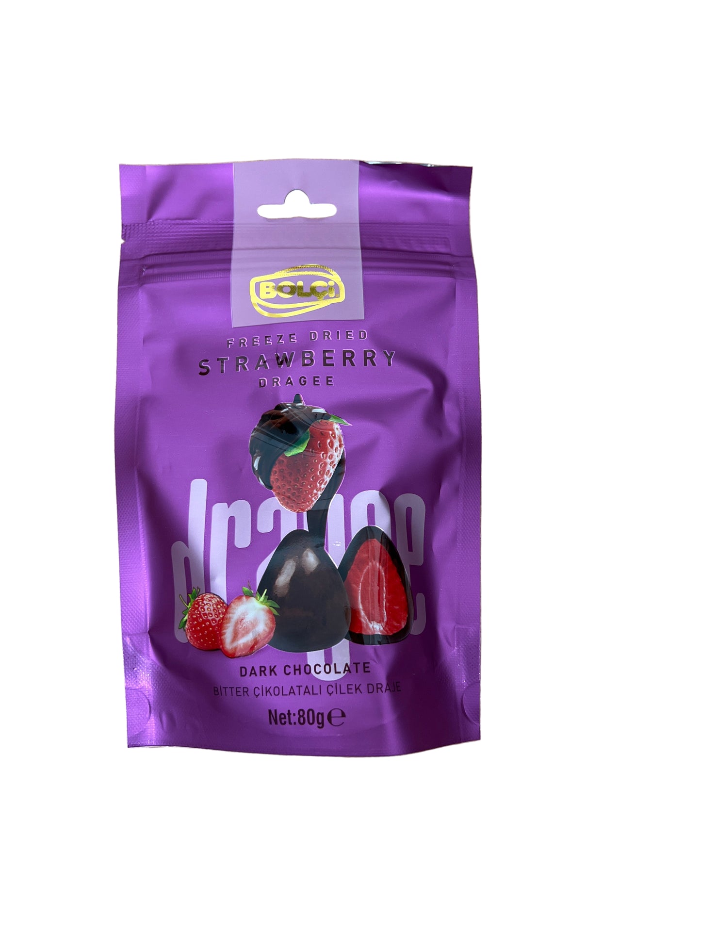 Bolci Freeze Dried Strawberry Dragee Dark Chocolate 80g MHD 27.12.2025