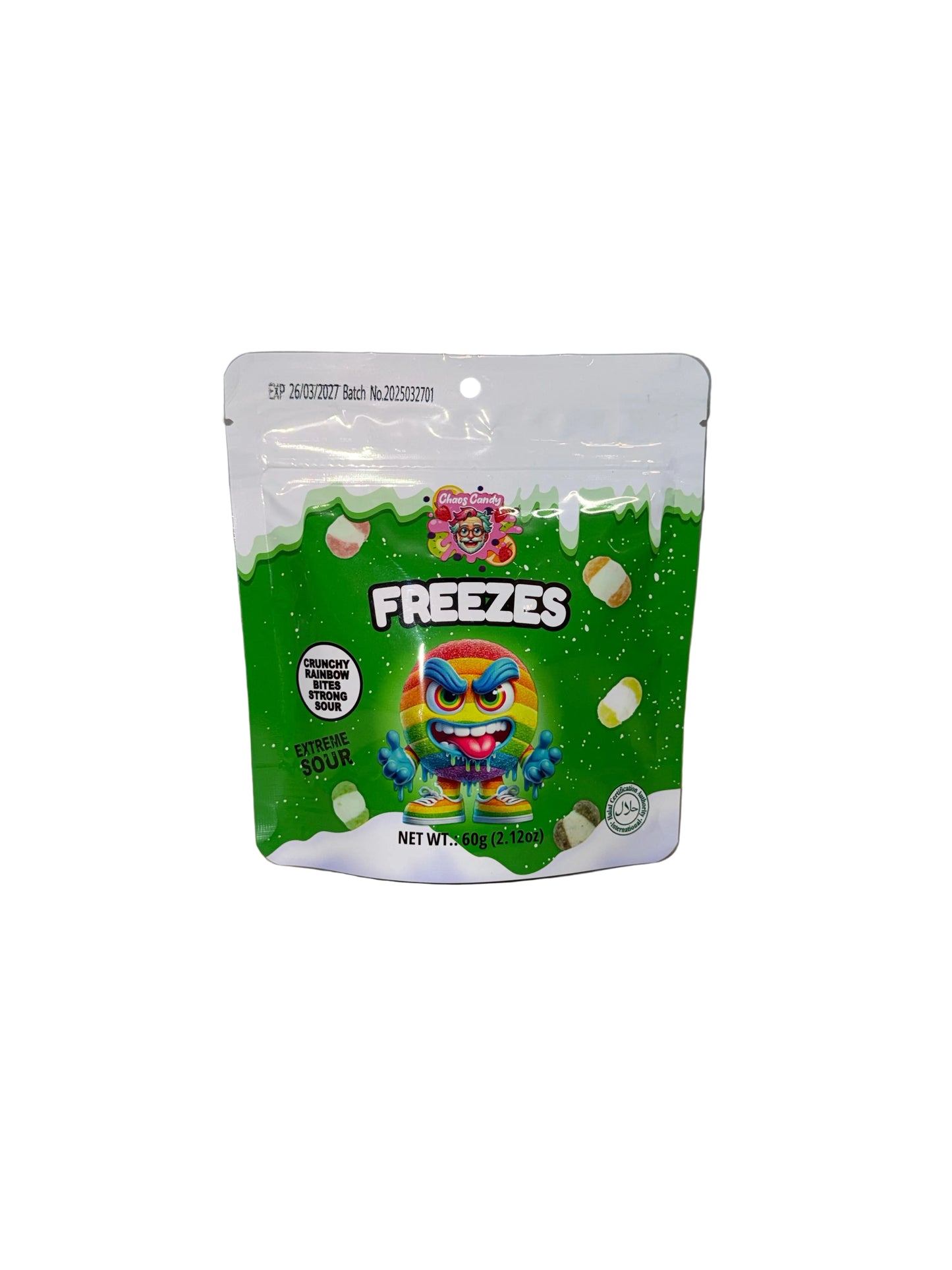 Chaos Candy Freeze Dried Crunchy Rainbow Bites Strong Sour 60g