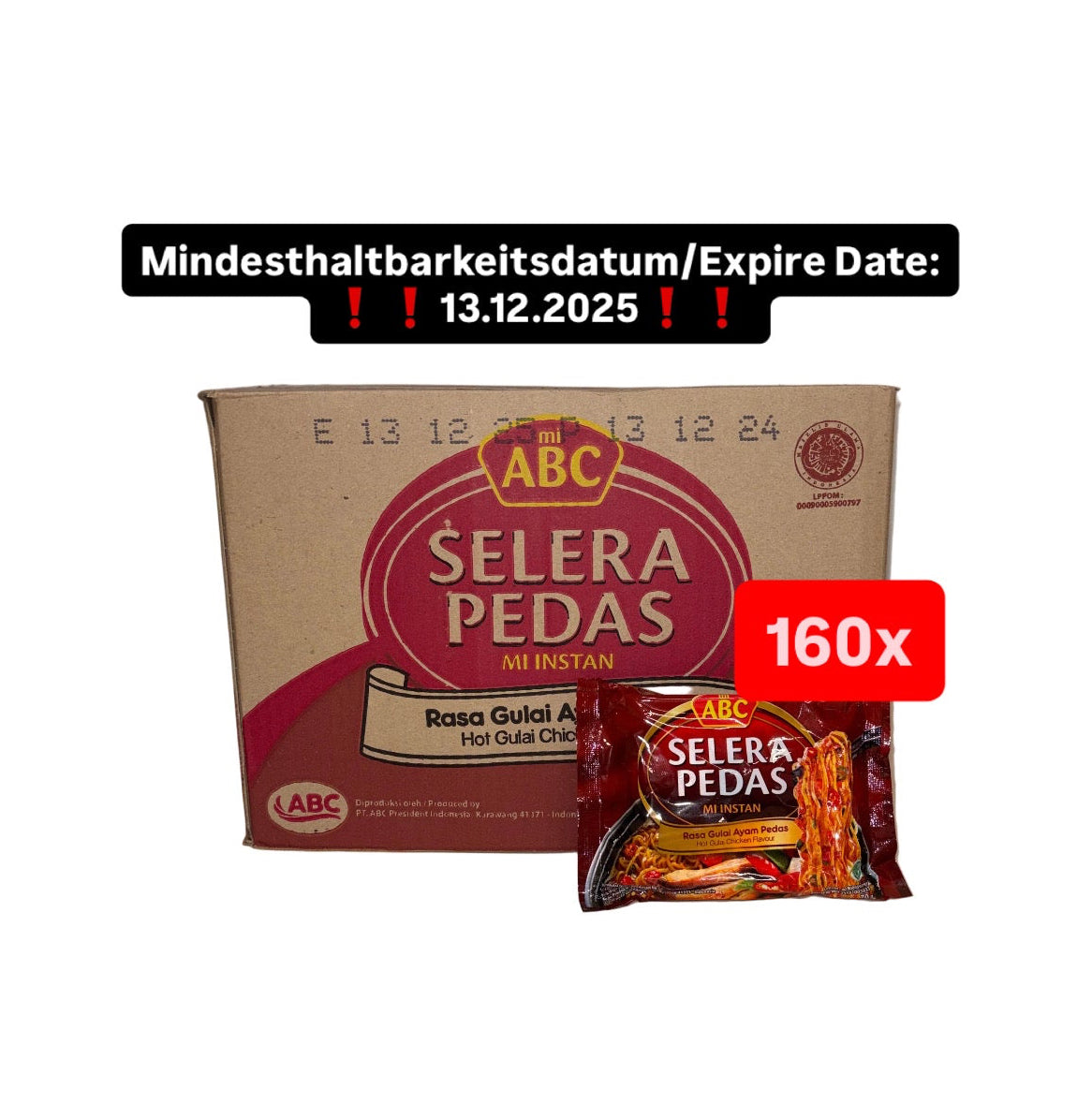 160x ABC Noodles Hot Gulai Chicken Mega Bundle 160x70g / ACHTUNG MHD WARE!!!