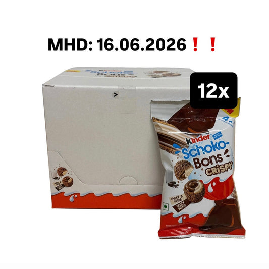 12x Kinder Schokobons Crispy Karton 12x22,4g MHD: 16.06.2026