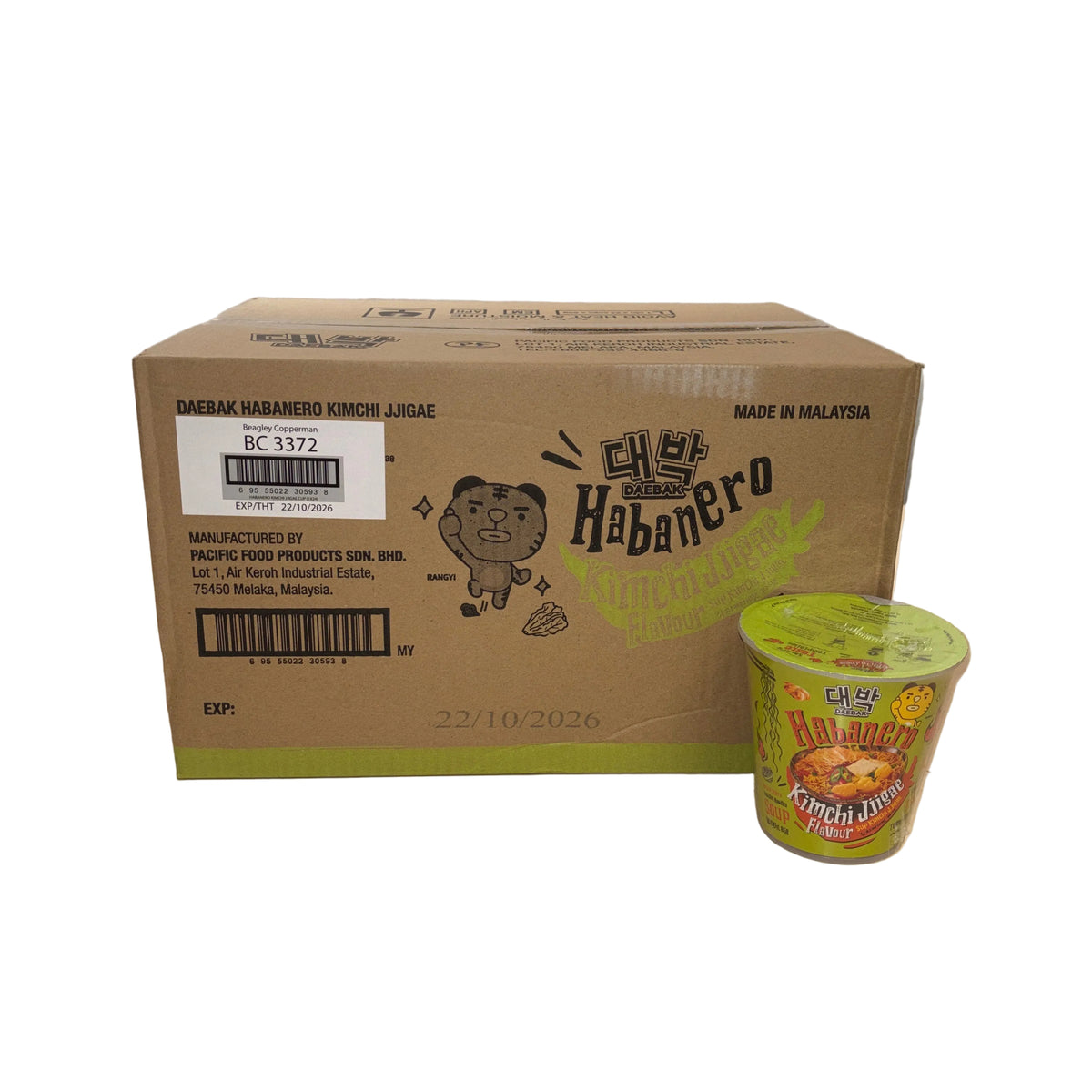 24x Daebak Noodles Cups Habanero Kimchi Jjage Bundle 24x85g / MHD 22.10.2026