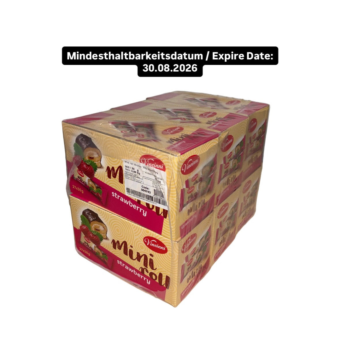 6x Vincinni Mini Kuchenrolle Erdbeere Bundle 6x810g (162 Stück)