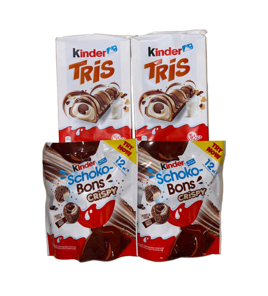 Kinder Tris & Schokobons Crispy Bundle 4x Teile 334,4g