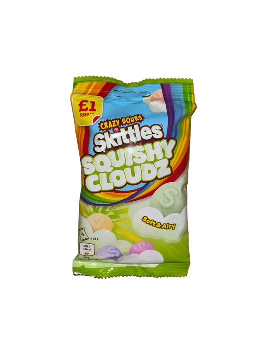 14x Skittles Squishy Cloudz Sours Green England KARTON Je 70g MHD 01.05.2026