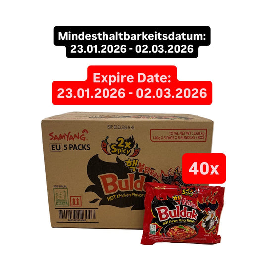 40x Samyang Buldak 2x Spicy Hot Chicken TikTok Viral Bundle 40x140g / MHD WARE