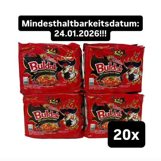 20x Samyang Buldak 2x Spicy Hot Chicken TikTok Viral Bundle 20x140g / MHD 24.01.2026