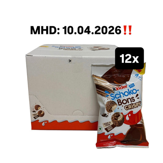 12x Kinder Schokobons Crispy Karton 12x22,4g MHD: 10.04.2026